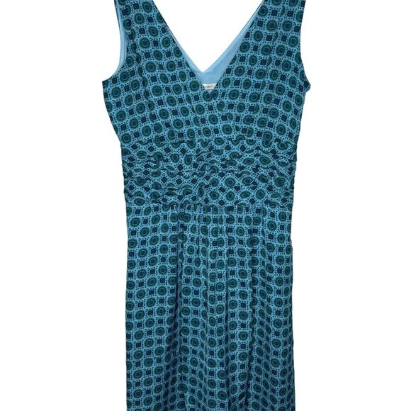 Banana Republic Blue Geometric Fit & Flare Dress Women’s 0 XS Sleeveless - Picture 1 of 7